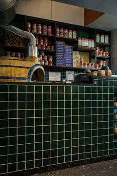 Green-tiled space